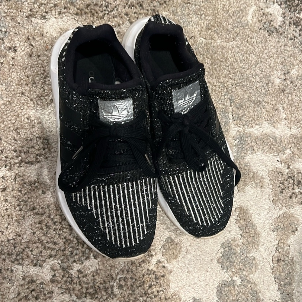 Adidas black with silver sneakers